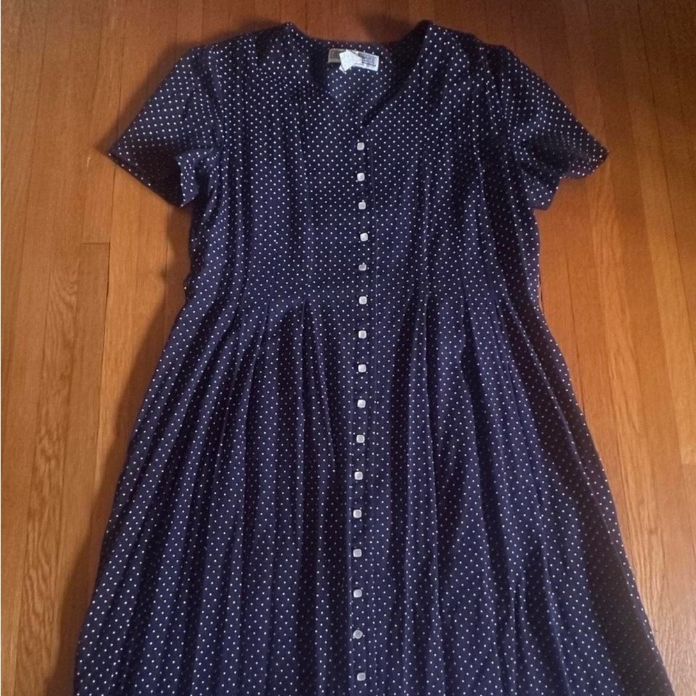 Jessica Howard Navy Polka Dot Midi Dress